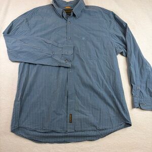 Timberland Mens XXL Blue Check Button Down Shirt Long Sleeve Cotton